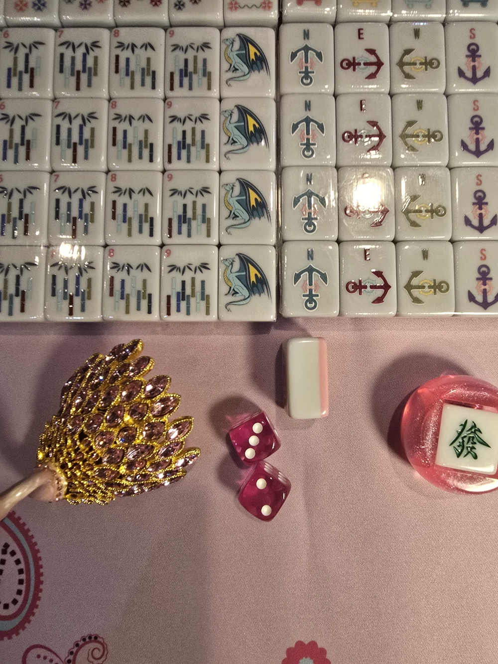 Jetsetter Mahjong Set - Includes Cute Pouch Choose Rack And Mats - Picture 2 of 11
